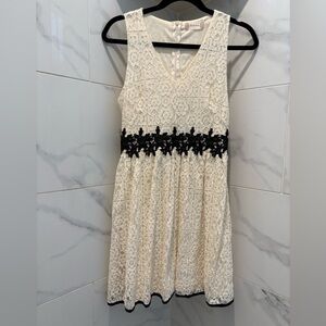 Altar’d State Ivory Lace Dress with Black Trim Waist- Excellent Condition!